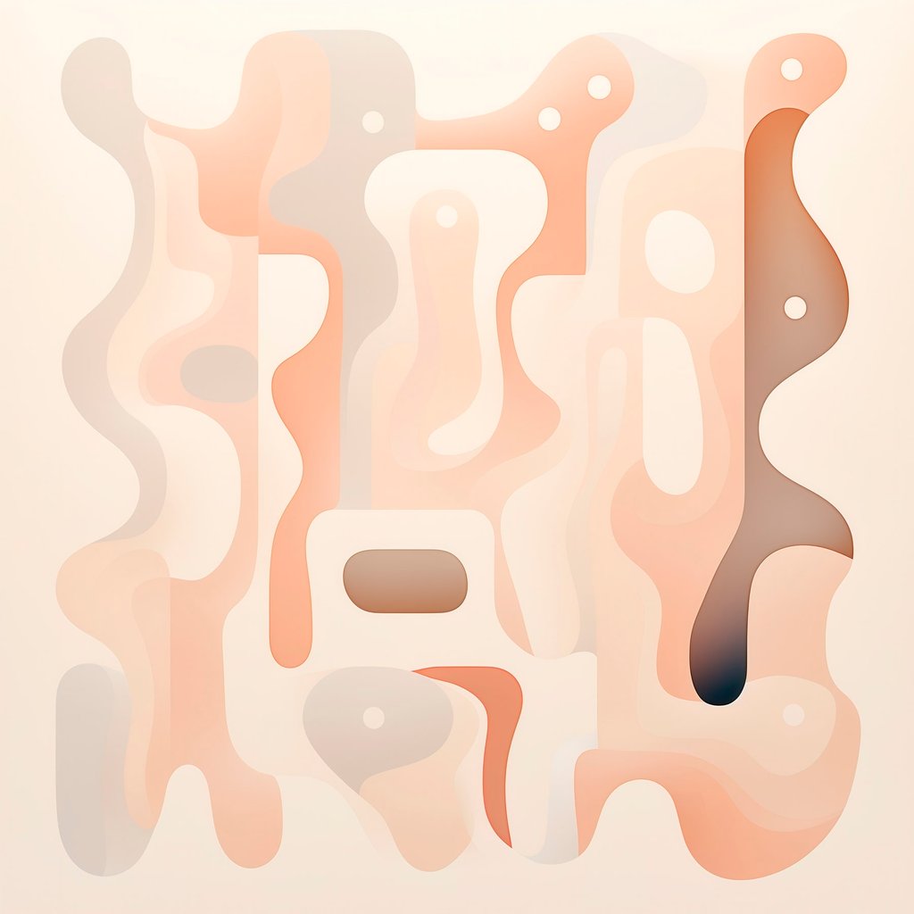 Een harmonie van vloeiende vormen en een natuurlijk kleurenpalet in de stijl van hedendaagse kunstillustraties — volledig ontwerp