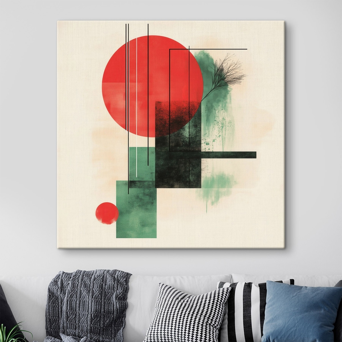 Hedendaagse artistieke compositie met grafische lijnen en textuurelementen — interieur 3