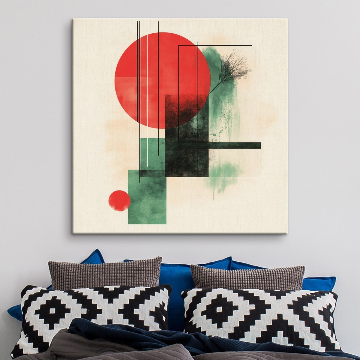 Hedendaagse artistieke compositie met grafische lijnen en textuurelementen — interieur 2