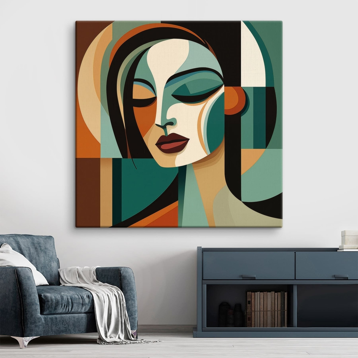 Vrouwenportret in geometrische stijl — interieur 2