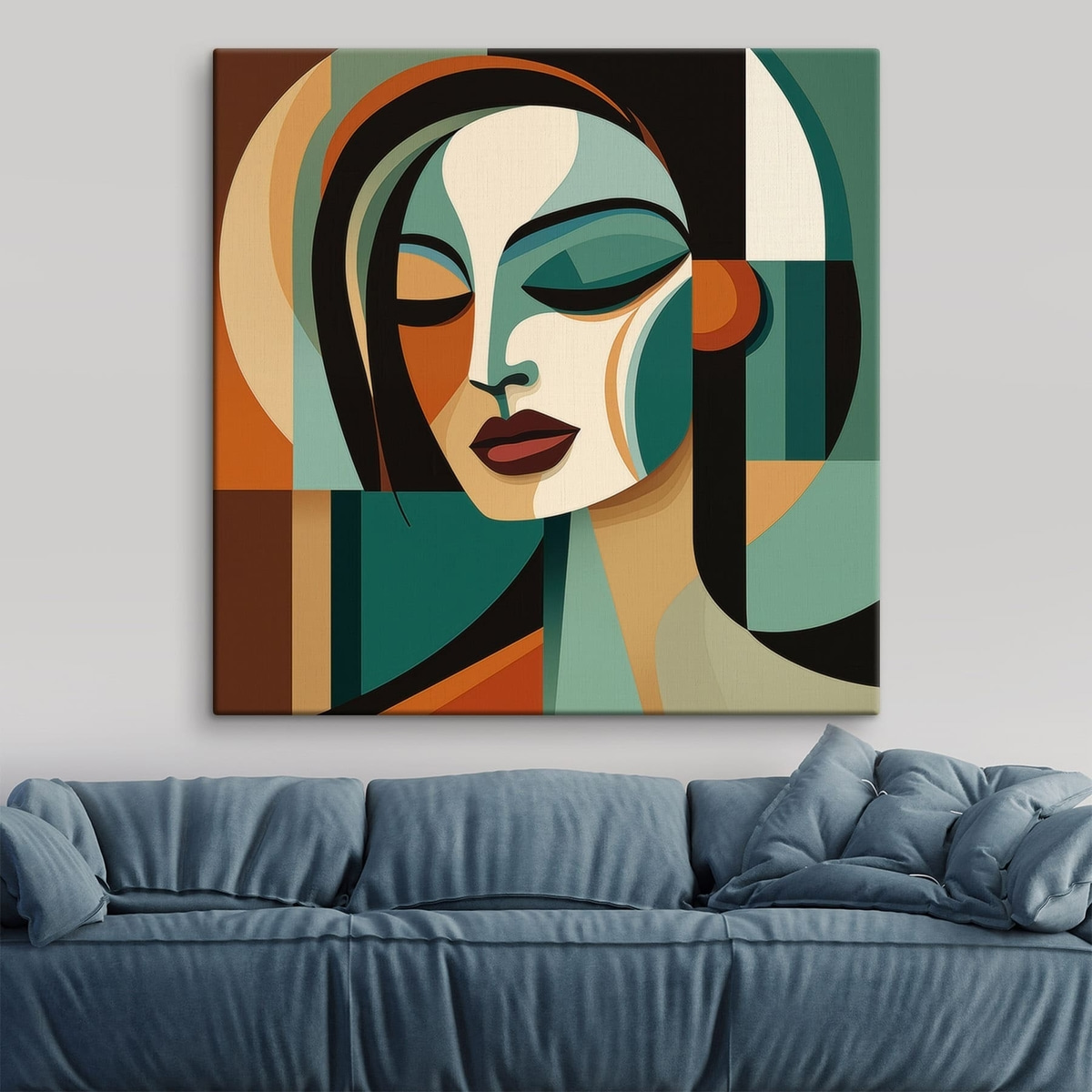 Vrouwenportret in geometrische stijl — interieur 1