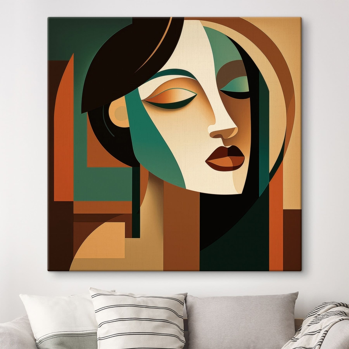 Vrouwenportret in geometrische stijl — interieur 1