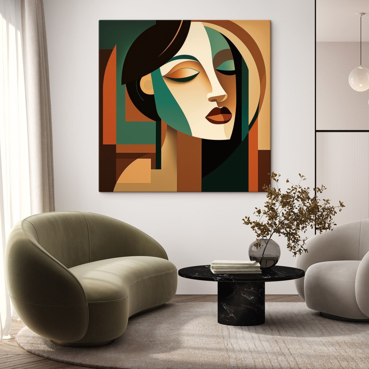 Vrouwenportret in geometrische stijl — interieur 2