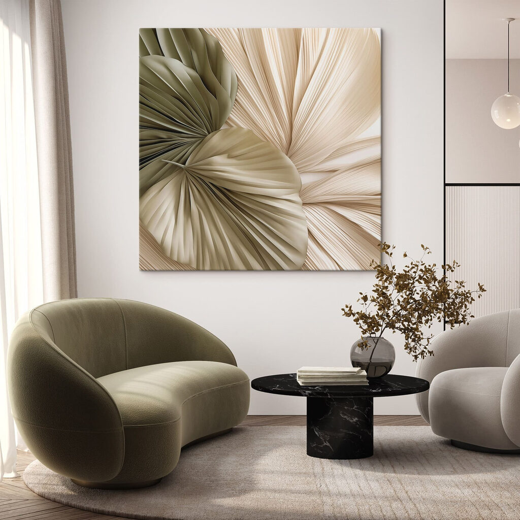 Elegante plooien van natuurlijke vormen in een interieur