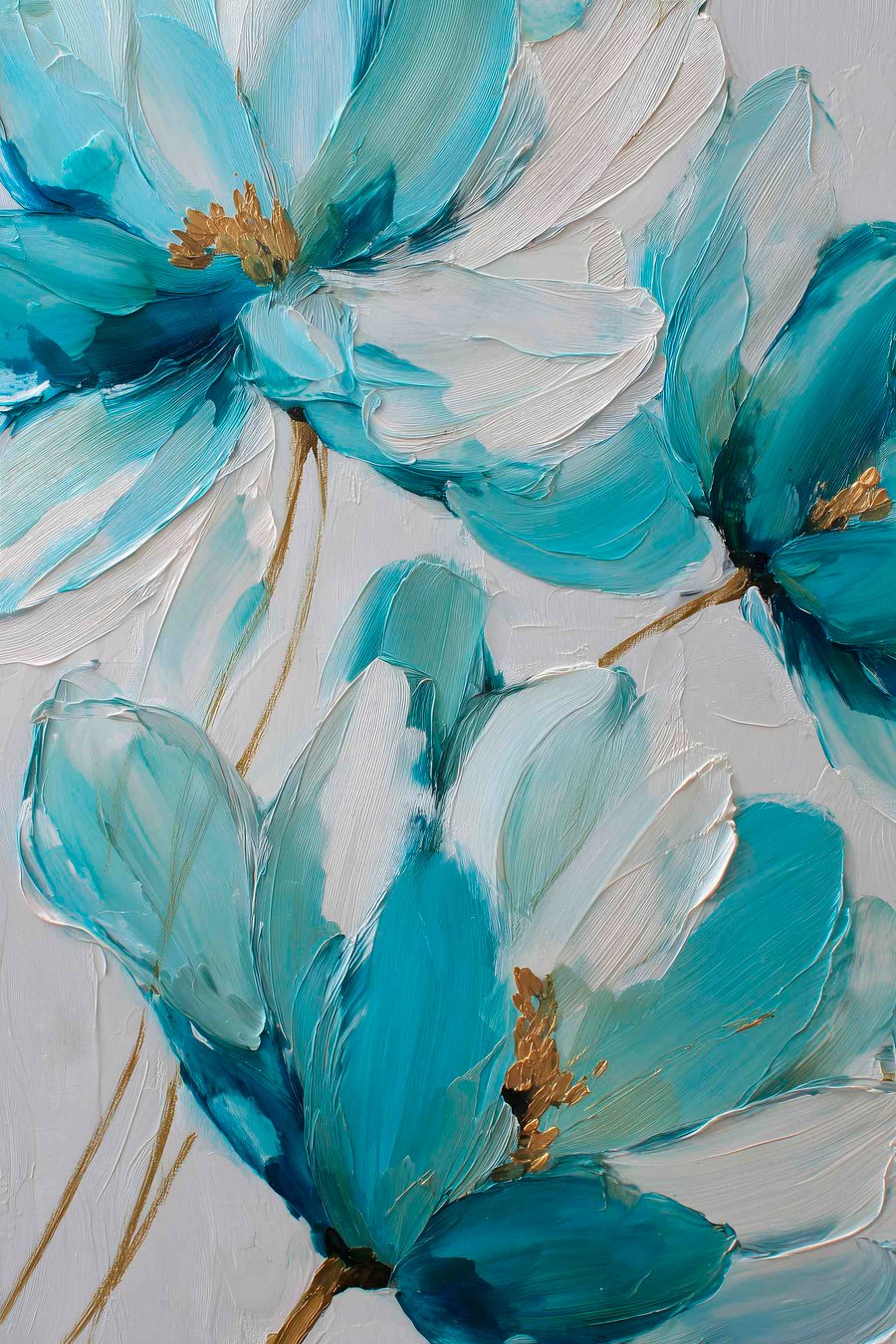 blauwe bloemen in impasto-stijl — volledig ontwerp
