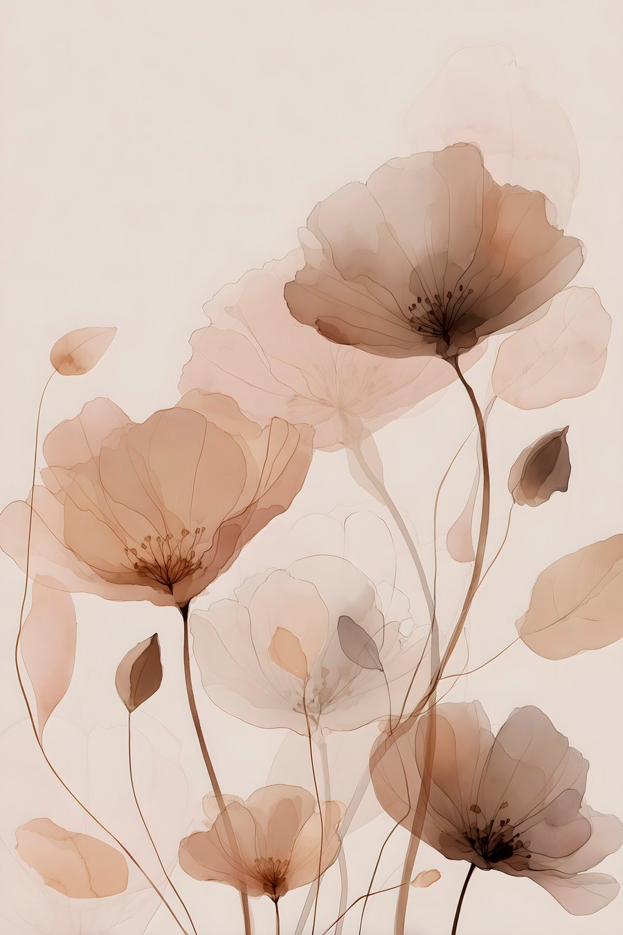 aquarelbloemen in bruintinten — volledig ontwerp