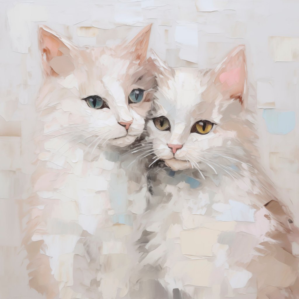 Katten imitatie schilderij — volledig ontwerp