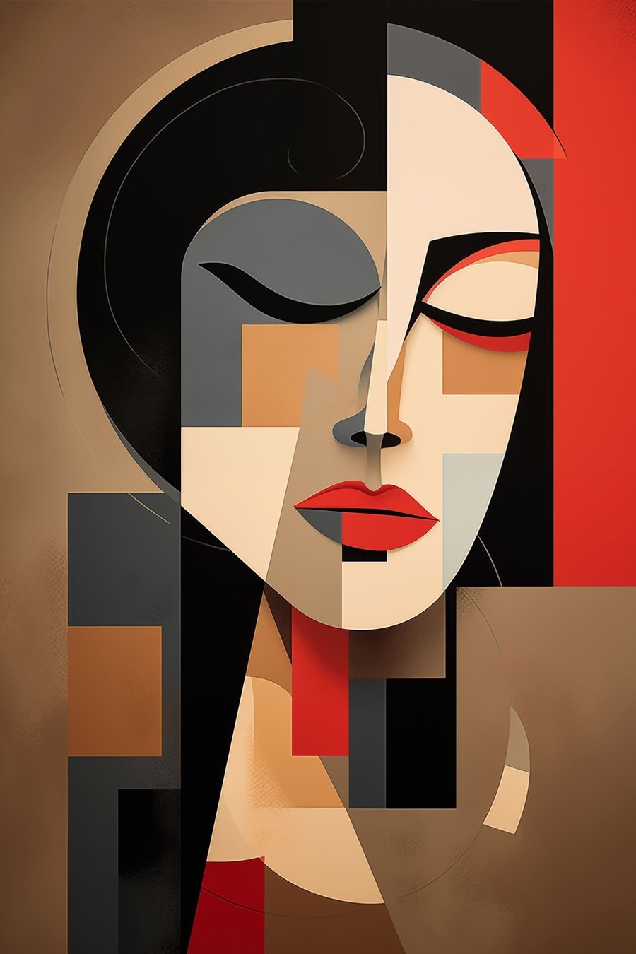 Abstract vrouwelijk portret — volledig ontwerp
