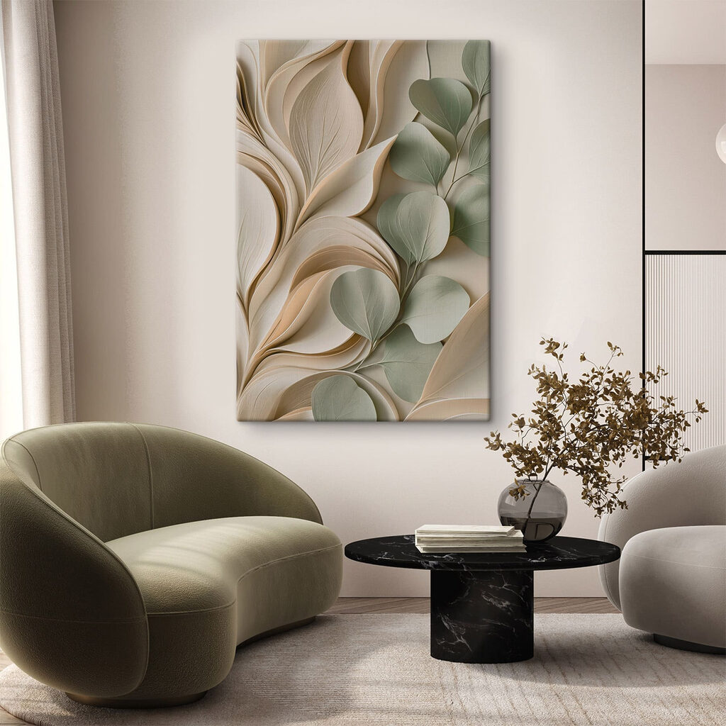 Op de natuur geïnspireerd gelaagd papierontwerp in een interieur