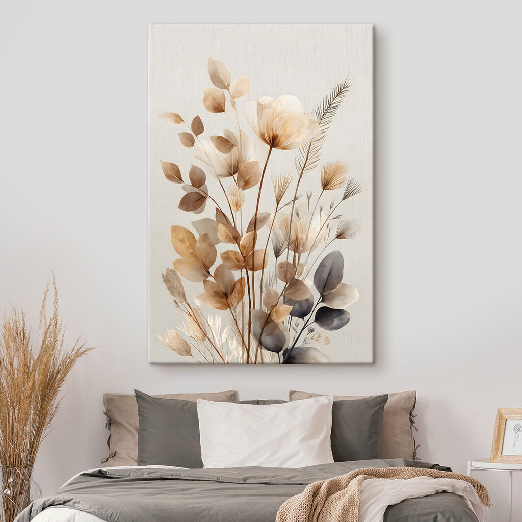 Droge bloemen tussen grijs in een interieur