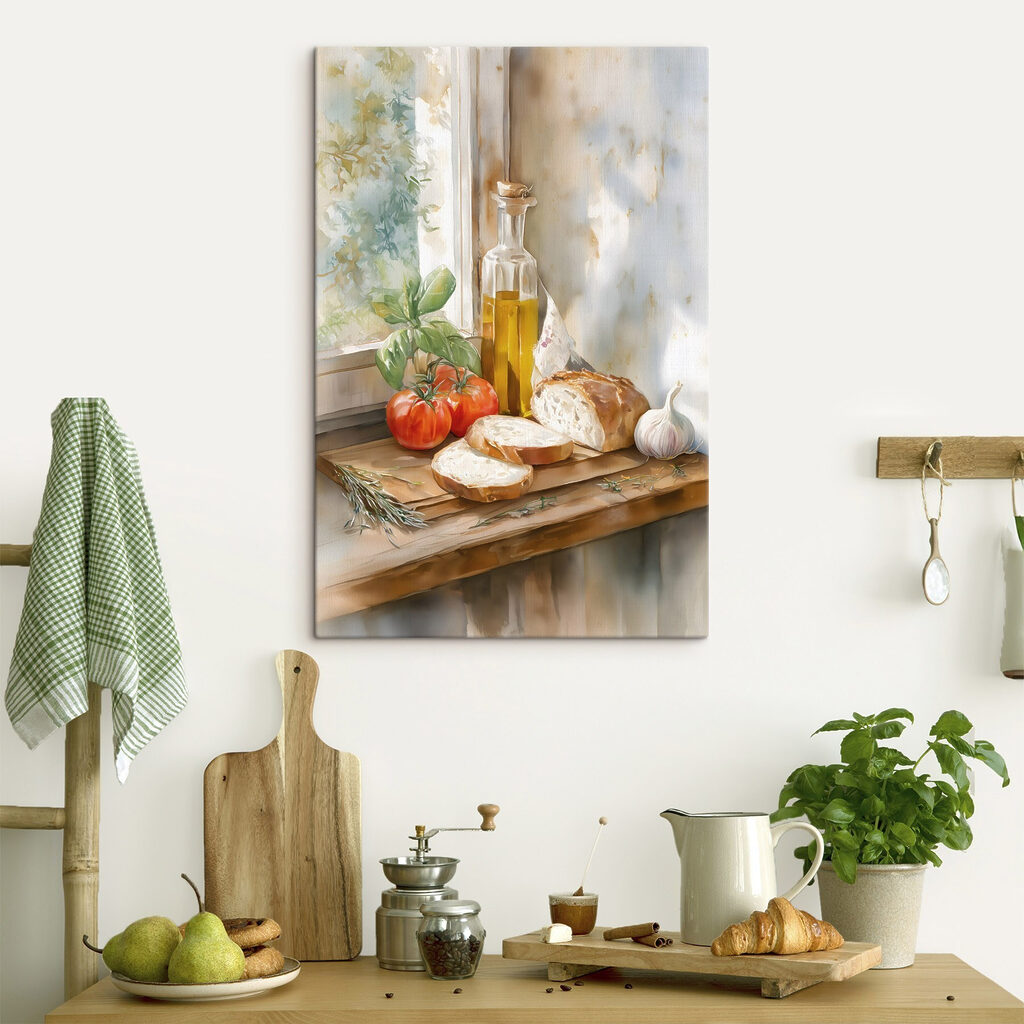 Brood naast rijpe tomaten in een interieur