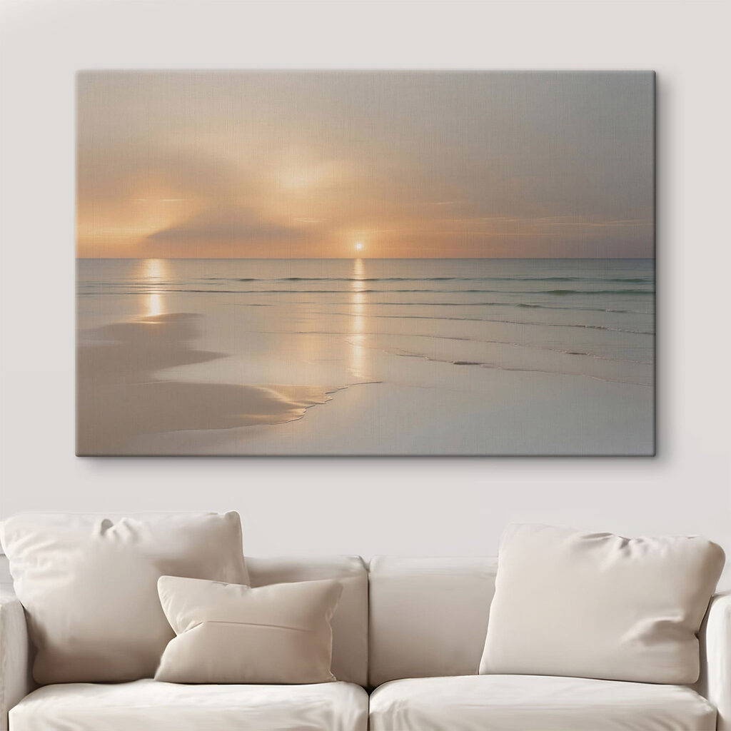 Zonsondergang boven een strand in een interieur