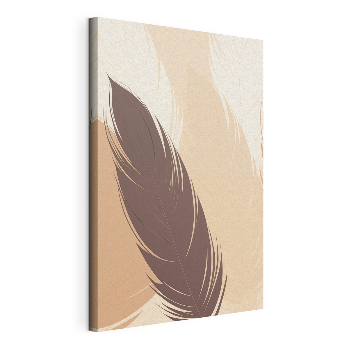 Abstract Feather Minimalism, gespannen canvas met doorlopende rand
