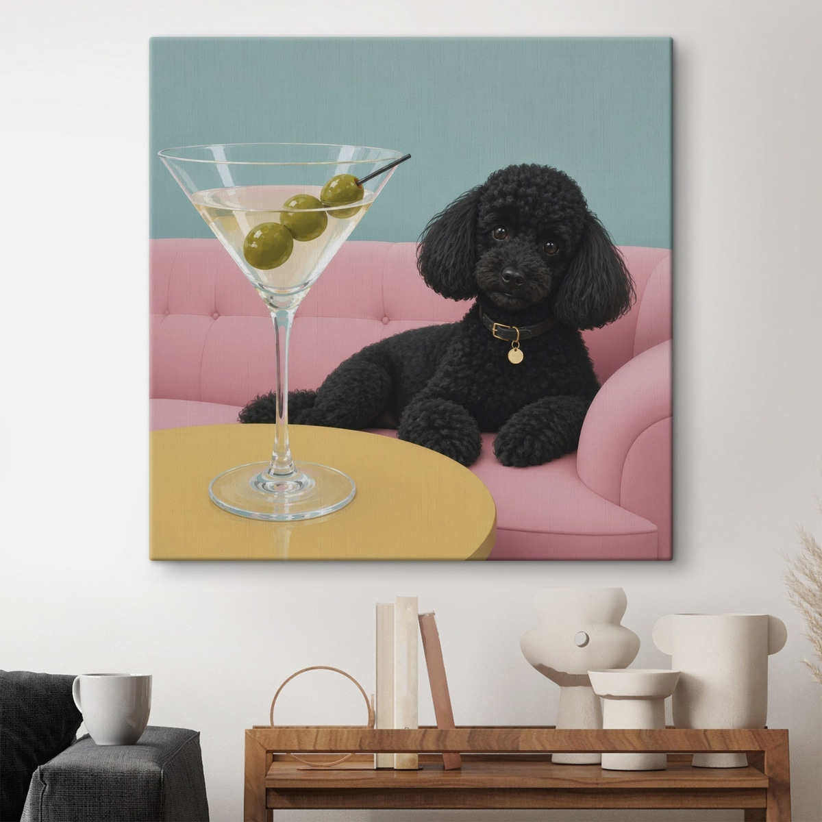 Zwarte hond en glas — interieur 2