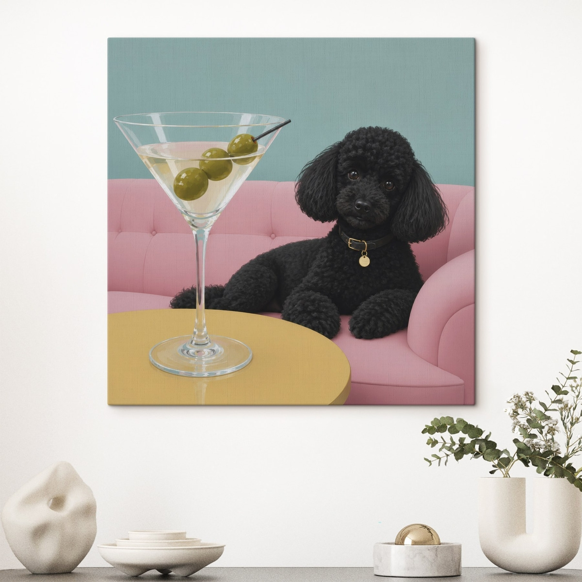 Zwarte hond en glas — interieur 1