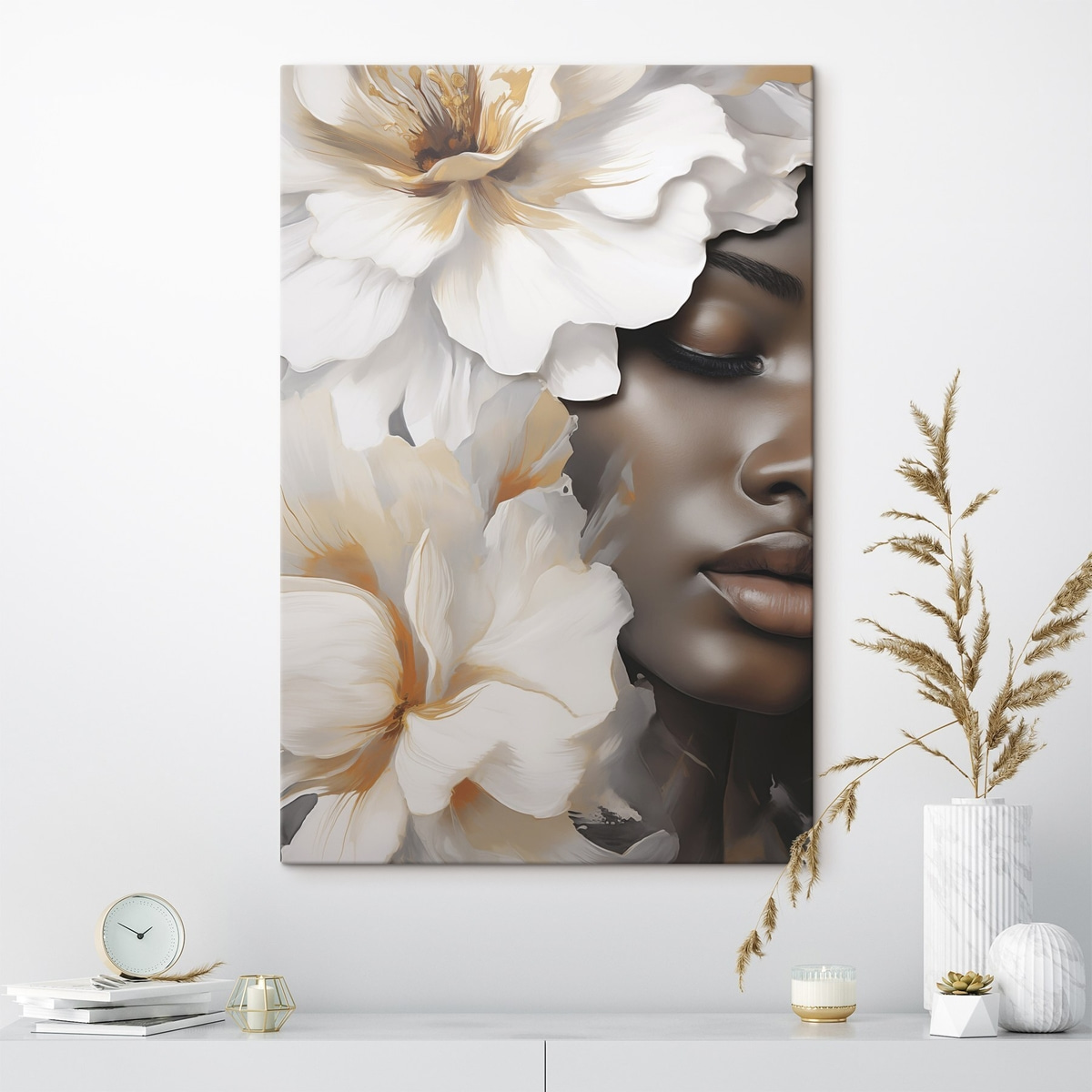 Het gezicht van een meisje tussen de bloemen — interieur 2