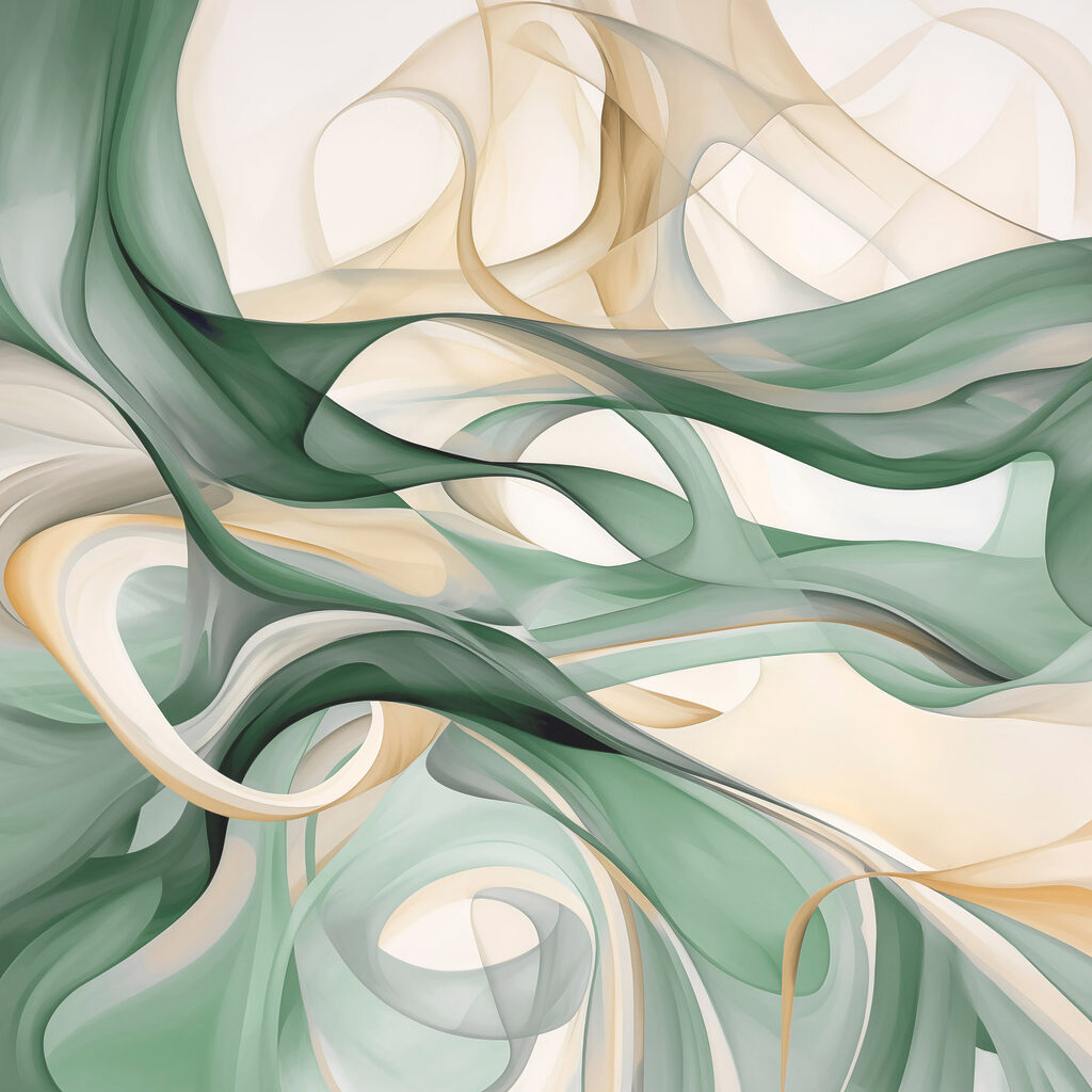 Groene en witte krullen — volledig ontwerp