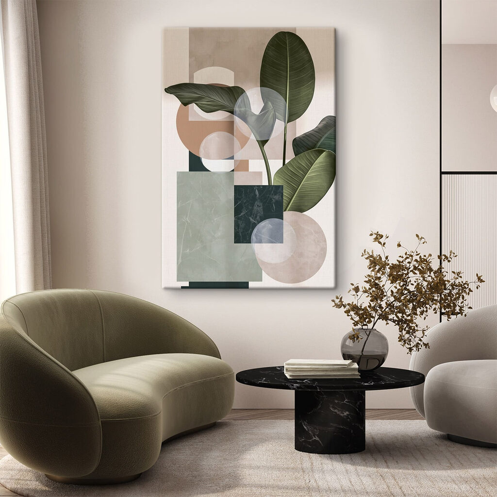 Plant met bladeren en geometrische vormen — interieur 1