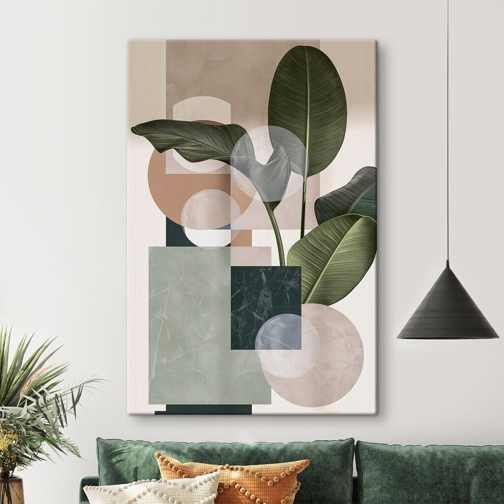 Plant met bladeren en geometrische vormen — interieur 2