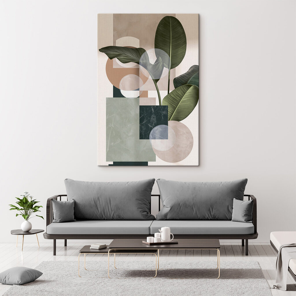 Plant met bladeren en geometrische vormen — interieur 3