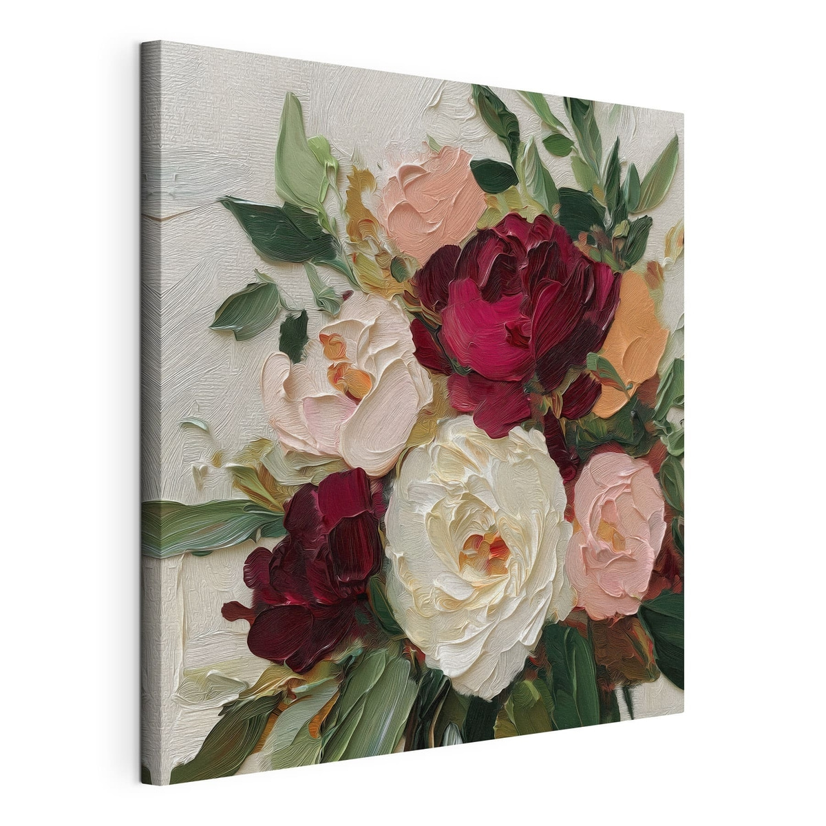 Bloemen, gespannen canvas met doorlopende rand