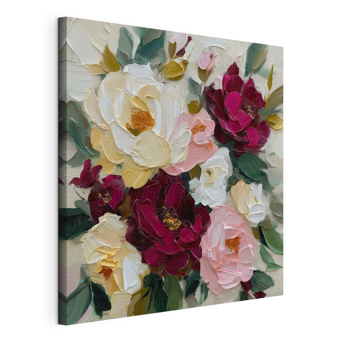 Bloemen, gespannen canvas met doorlopende rand