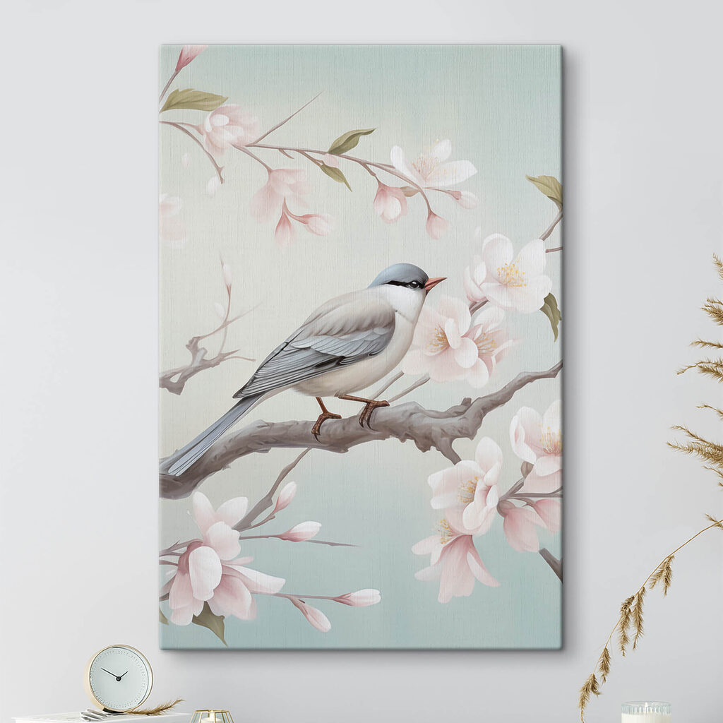 Vogel op een tak met bloemen — interieur 2