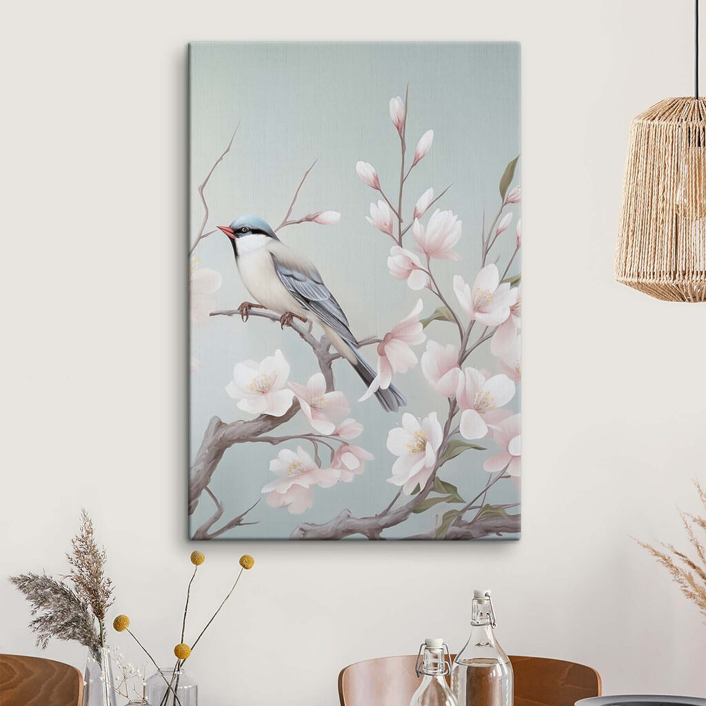Vogel op een tak met bloemen — interieur 2