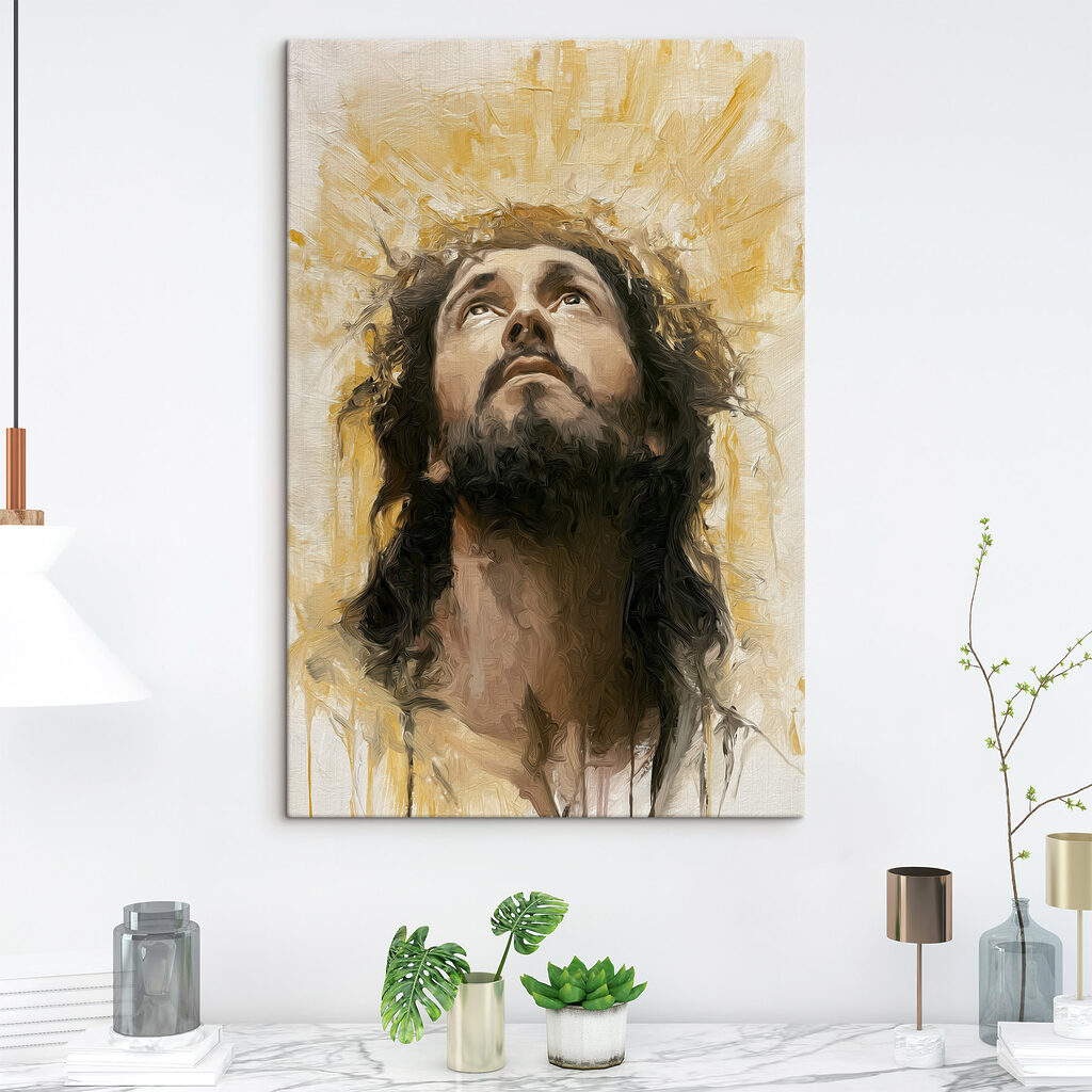 Schilderij van een man die omhoog kijkt — interieur 1
