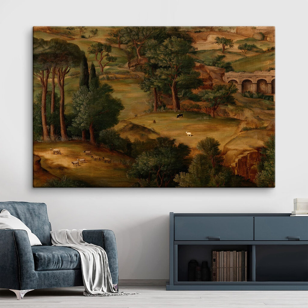 Schilderij van een landschap met bomen en dieren — interieur 1