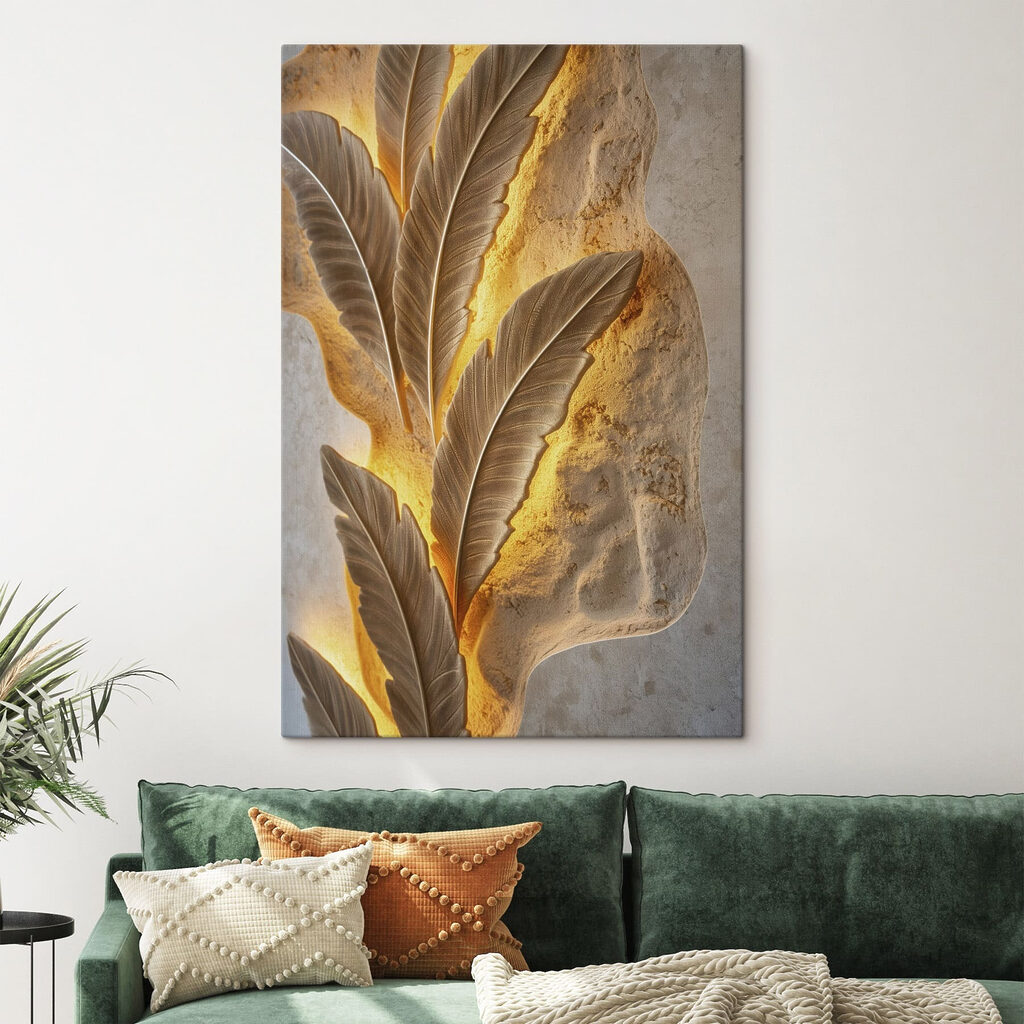 Elegante bladeren, verlicht door een subtiel licht — interieur 1