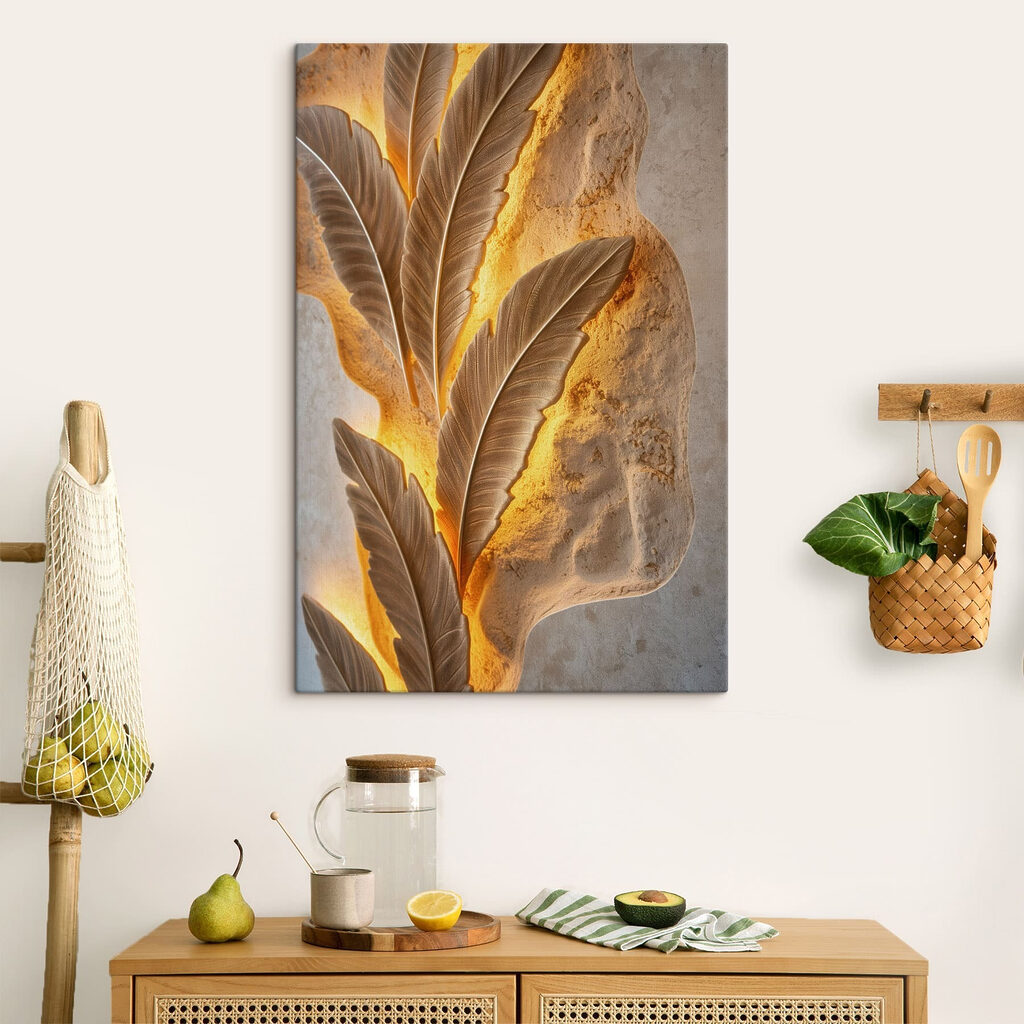 Elegante bladeren, verlicht door een subtiel licht — interieur 3