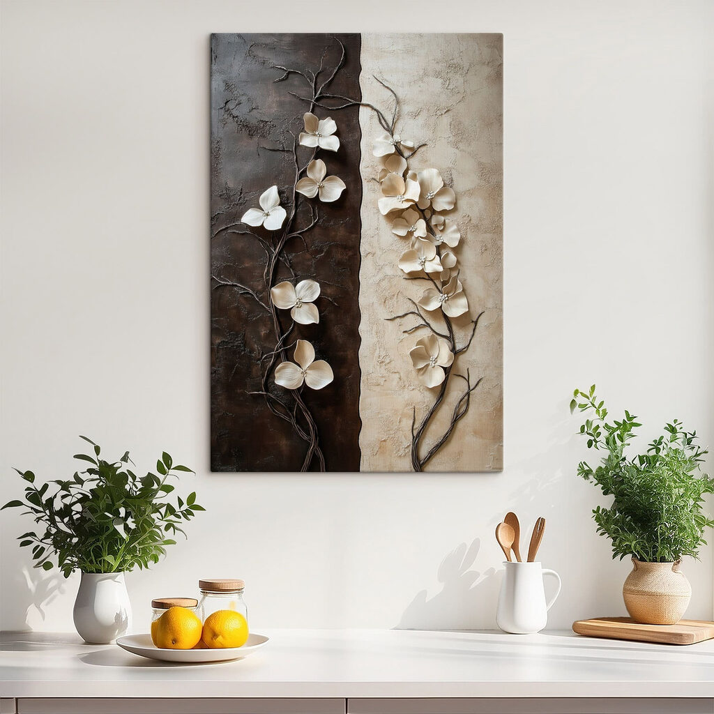 Delicate bloemen tegen een contrasterende achtergrond — interieur 3