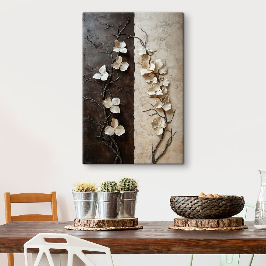 Delicate bloemen tegen een contrasterende achtergrond — interieur 1