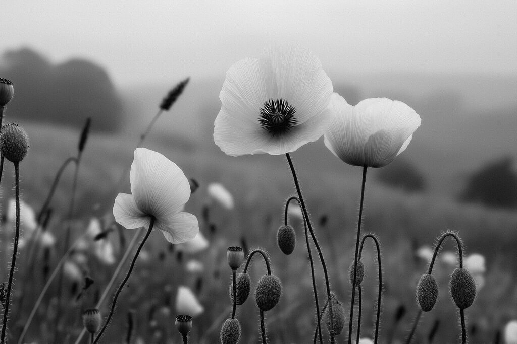 Verfijnde bloemen in een vredig landschap — volledig ontwerp