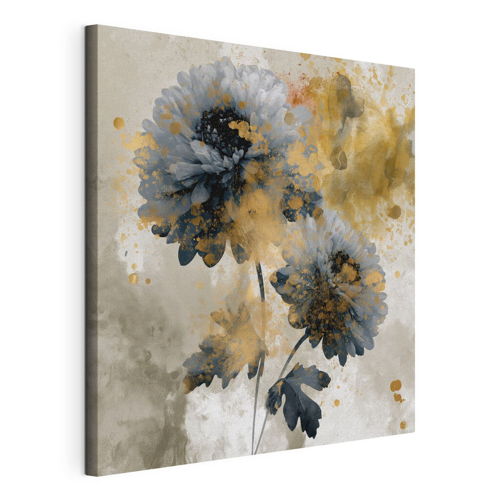 - Elegant bloemmotief met levendige kleuren, gespannen canvas met doorlopende rand