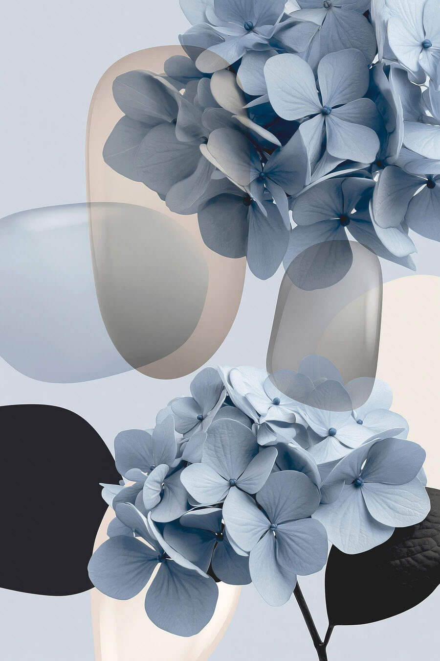 Groep blauwe bloemen — volledig ontwerp