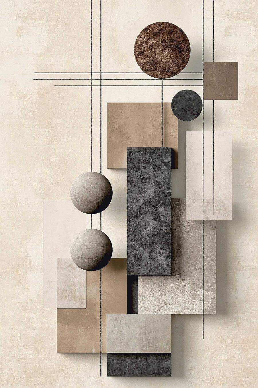 Abstracte vormen in neutrale tinten — volledig ontwerp