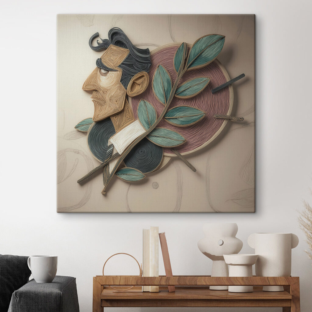 Kunstzinnig portret met levendig gebladerte — interieur 1