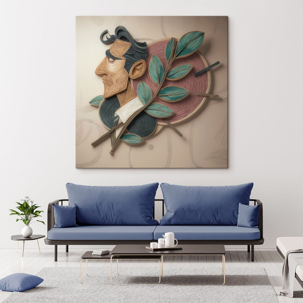 Kunstzinnig portret met levendig gebladerte — interieur 2