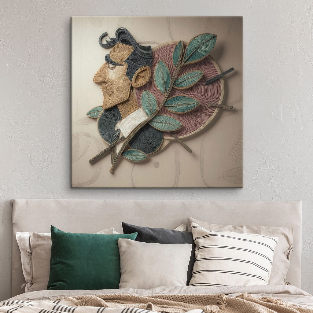 Kunstzinnig portret met levendig gebladerte — interieur 3