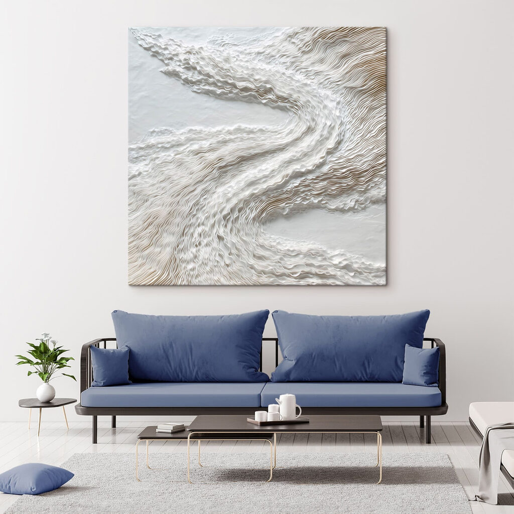 Wit oppervlak met golvende lijnen — interieur 1