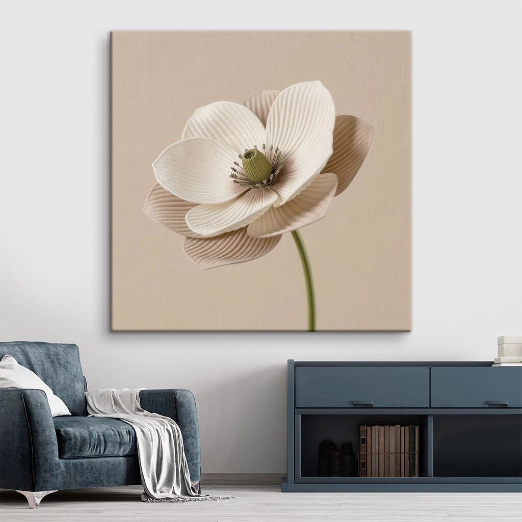 Geribbelde bloem op zandkleur — interieur 1