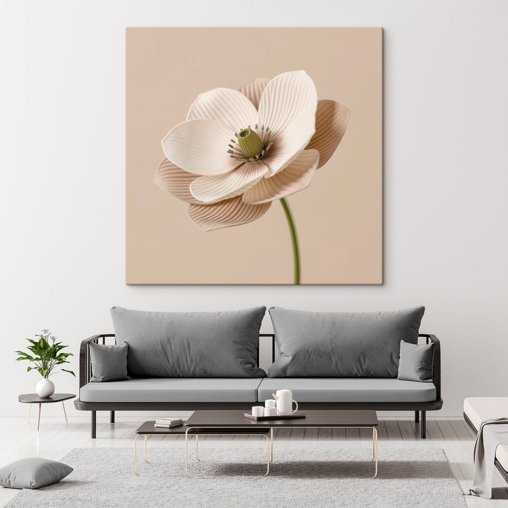 Geribbelde bloem op zandkleur — interieur 2