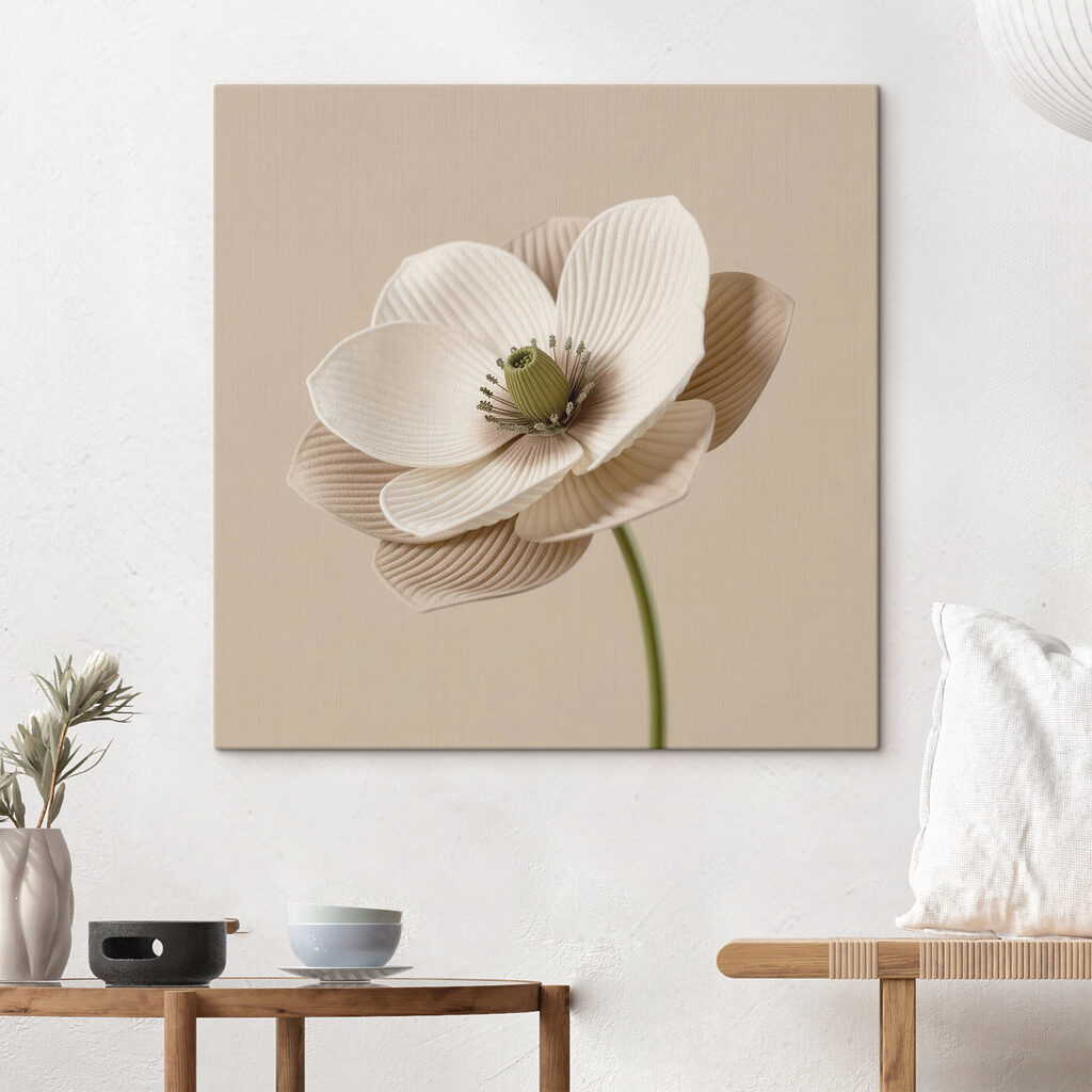 Geribbelde bloem op zandkleur — interieur 3