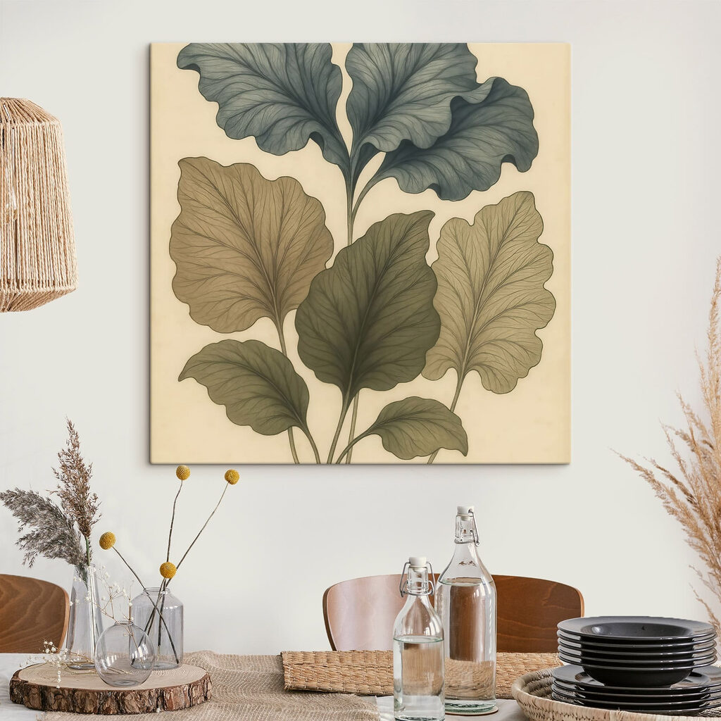 Groene nerven naast okerblad — interieur 2