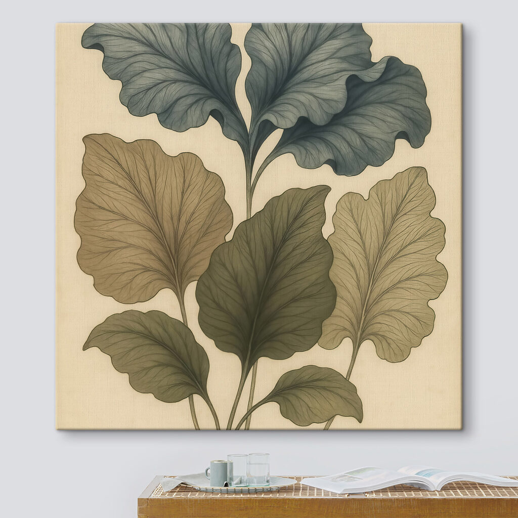 Groene nerven naast okerblad — interieur 3