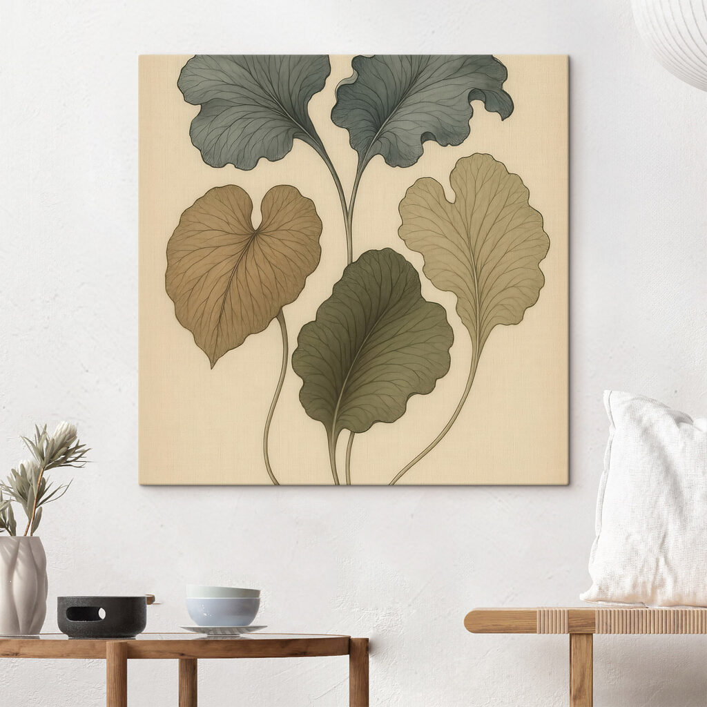Golvende bladeren in olijfgroen — interieur 1