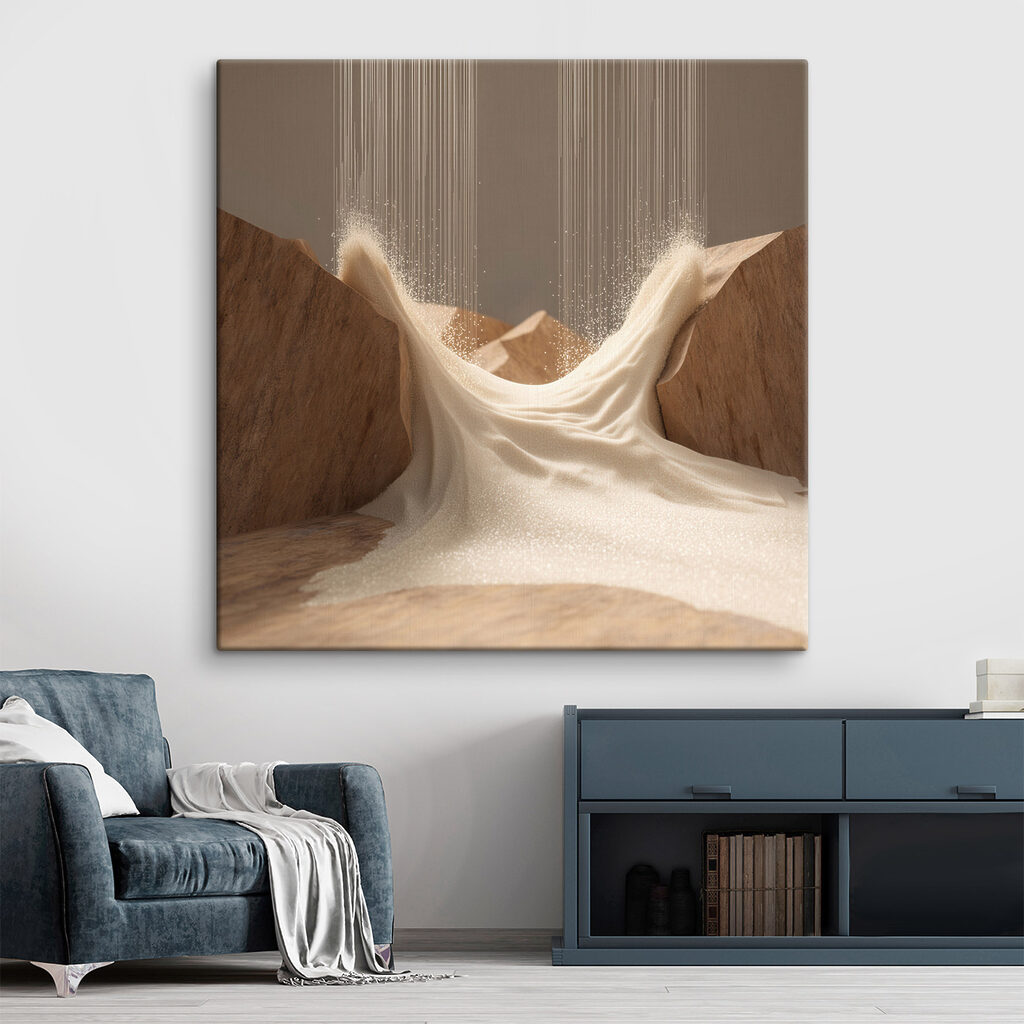 Een stroom wit poeder die over de rotsen stroomt — interieur 2