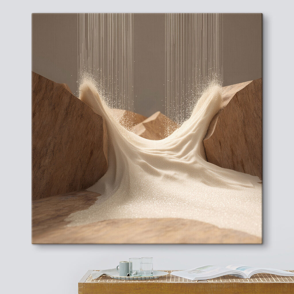Een stroom wit poeder die over de rotsen stroomt — interieur 1